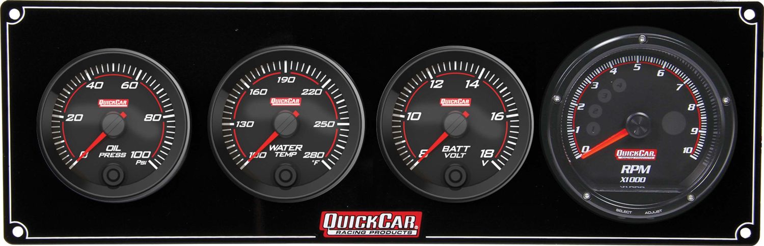QUICKCAR RACING PRODUCTSRedline 3-1 Gauge Panel OP/WT/Volt w/Recall Tach