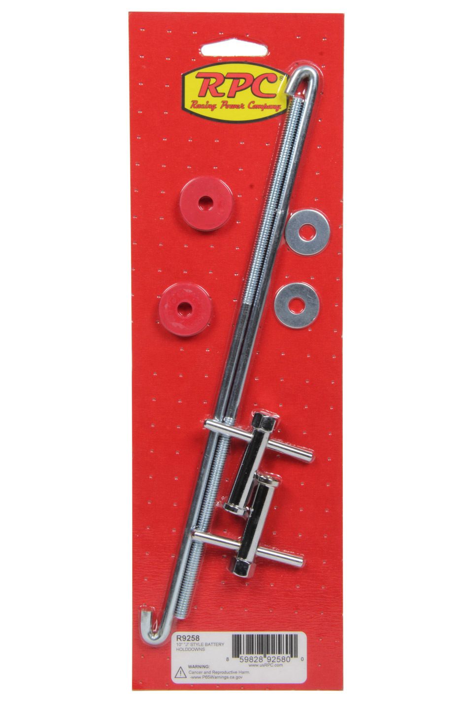 RACING POWER CO-PACKAGEDChrome 10In Battery Hold Tray J-Hook Style