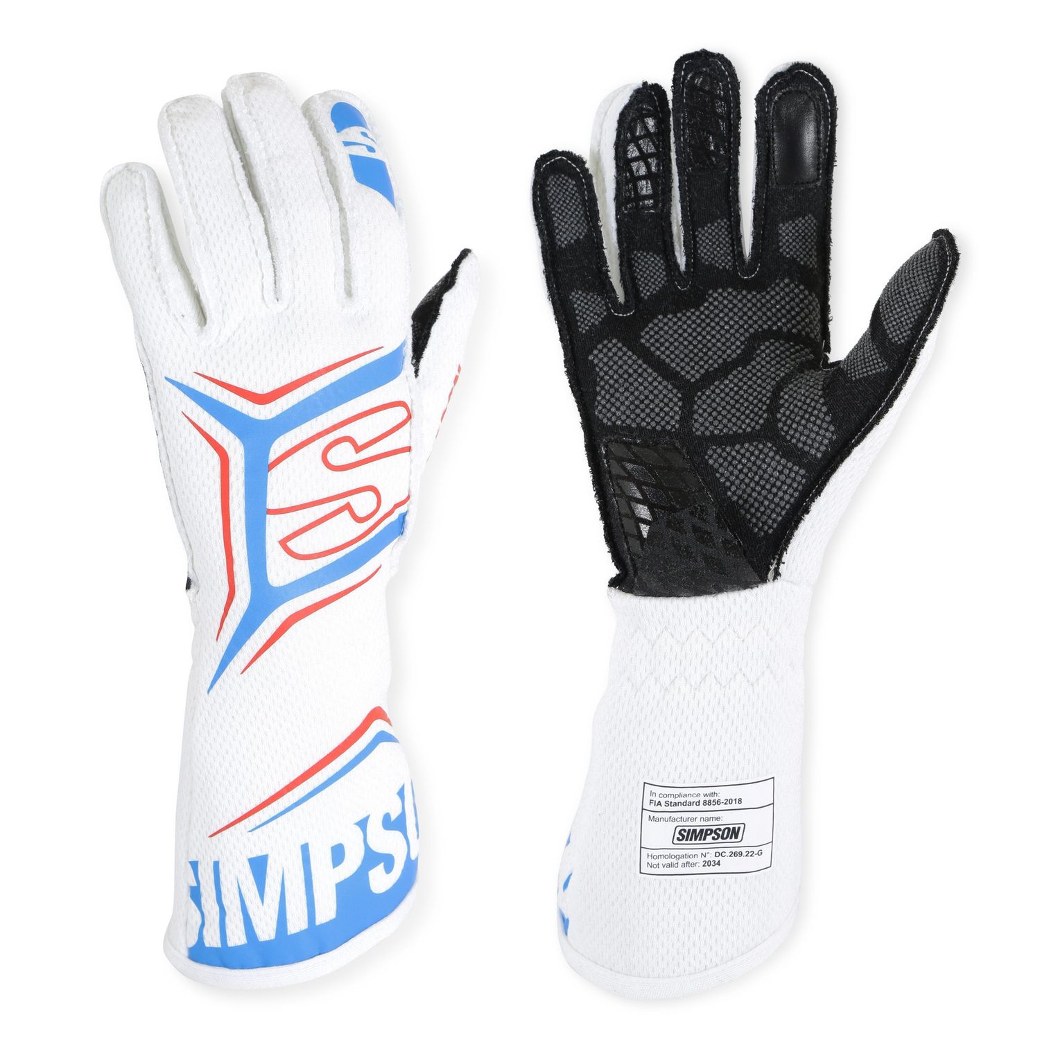 SIMPSON SAFETYGlove Magnata X-Large White / Blue SFI 3.5/5