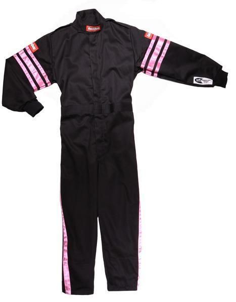 RACEQUIPBlack Suit Single Layer Kids Small Pink Trim