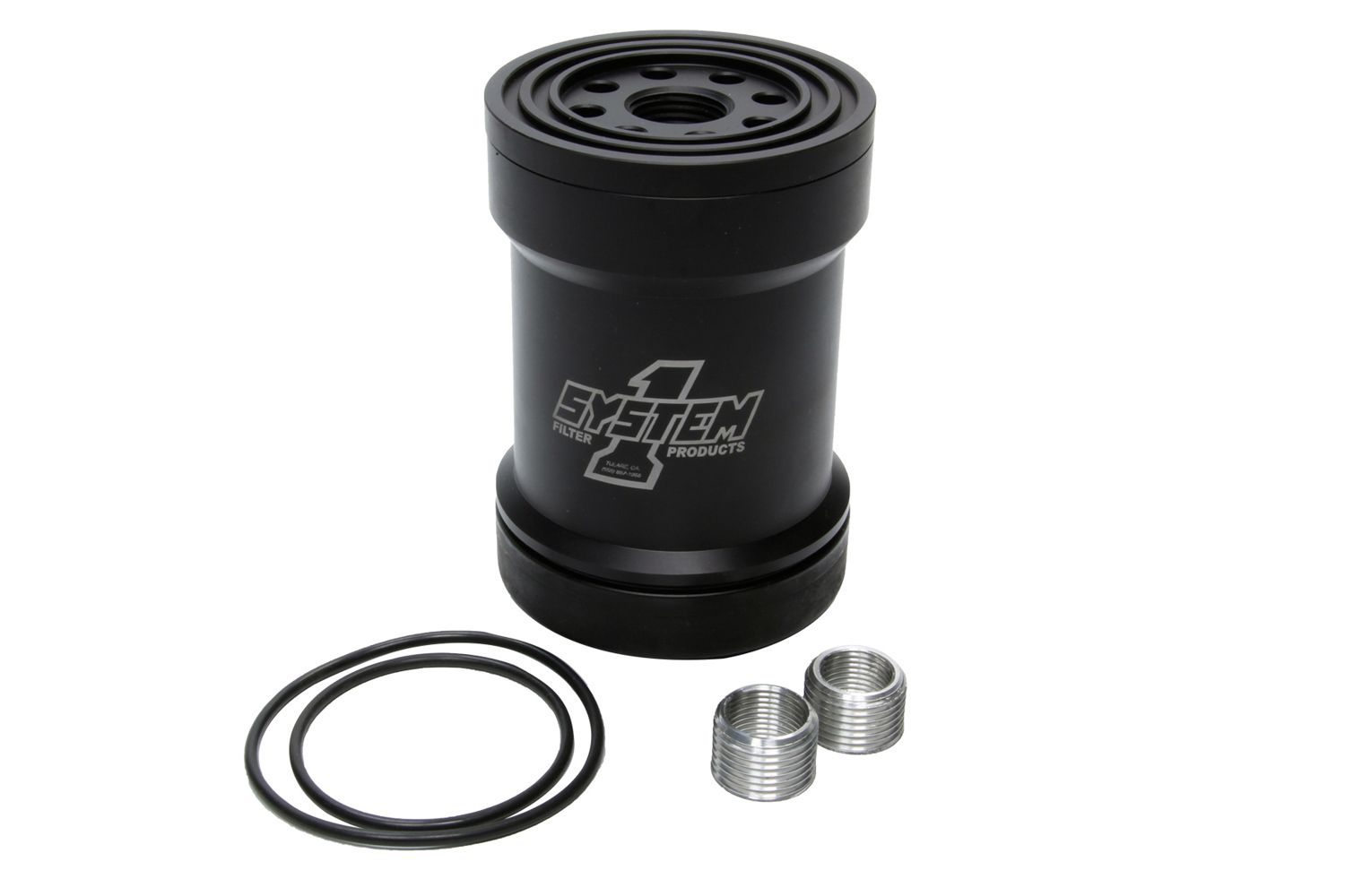 SYSTEM ONEBillet Oil Filter w/Blt Cap 75 Micron - Black