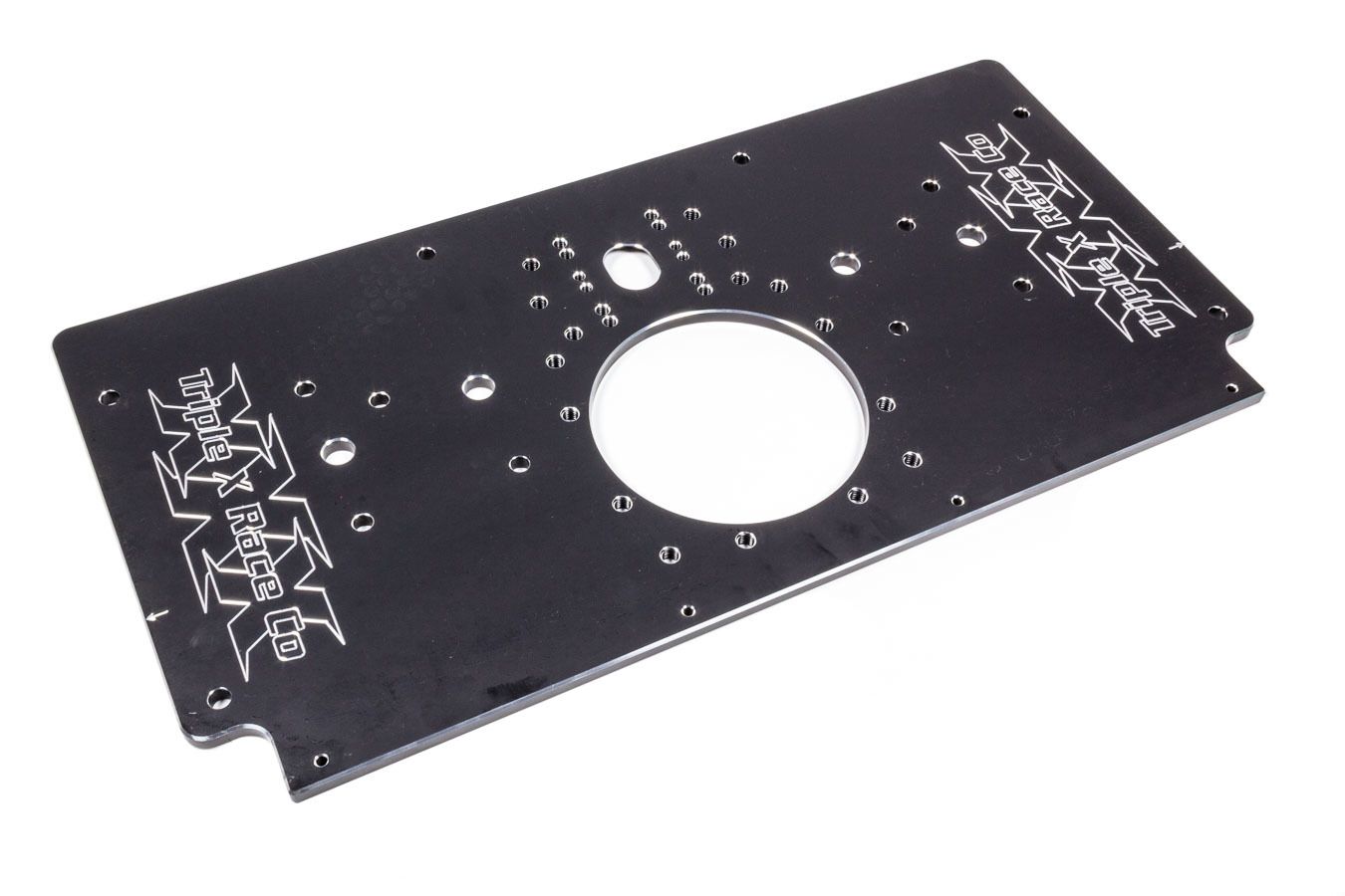TRIPLE X RACE COMPONENTSAlum Rear Motor Plate Raised Rail Black Sprint