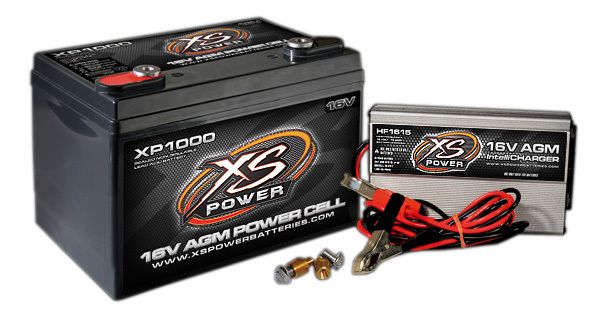 XS POWER BATTERYAGM Battery 16v 2 Post & HF Charger Combo Kit
