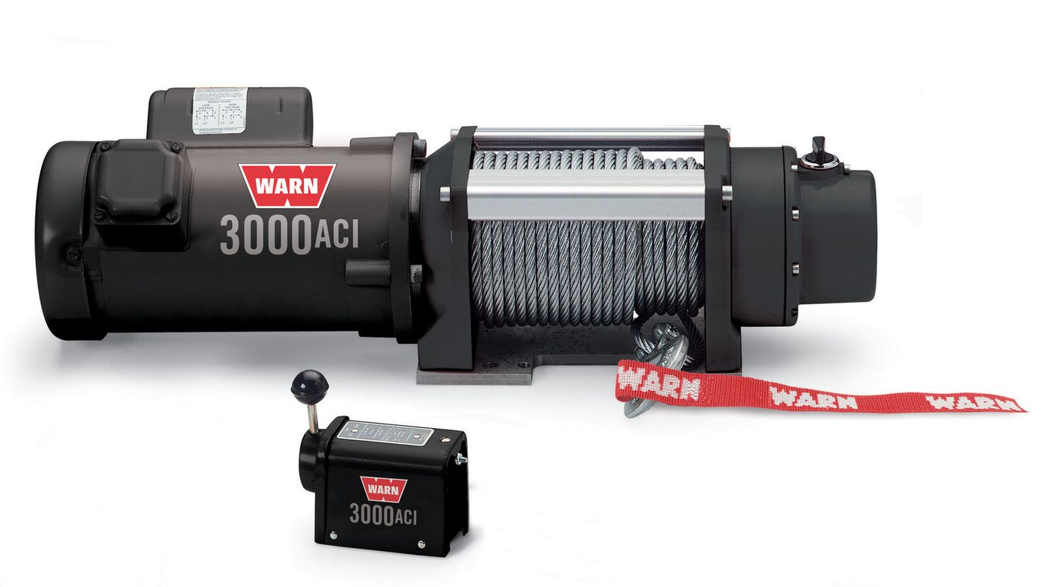 WARNACI 3000-115V Hard Wire Winch 3000lb Wire Rope