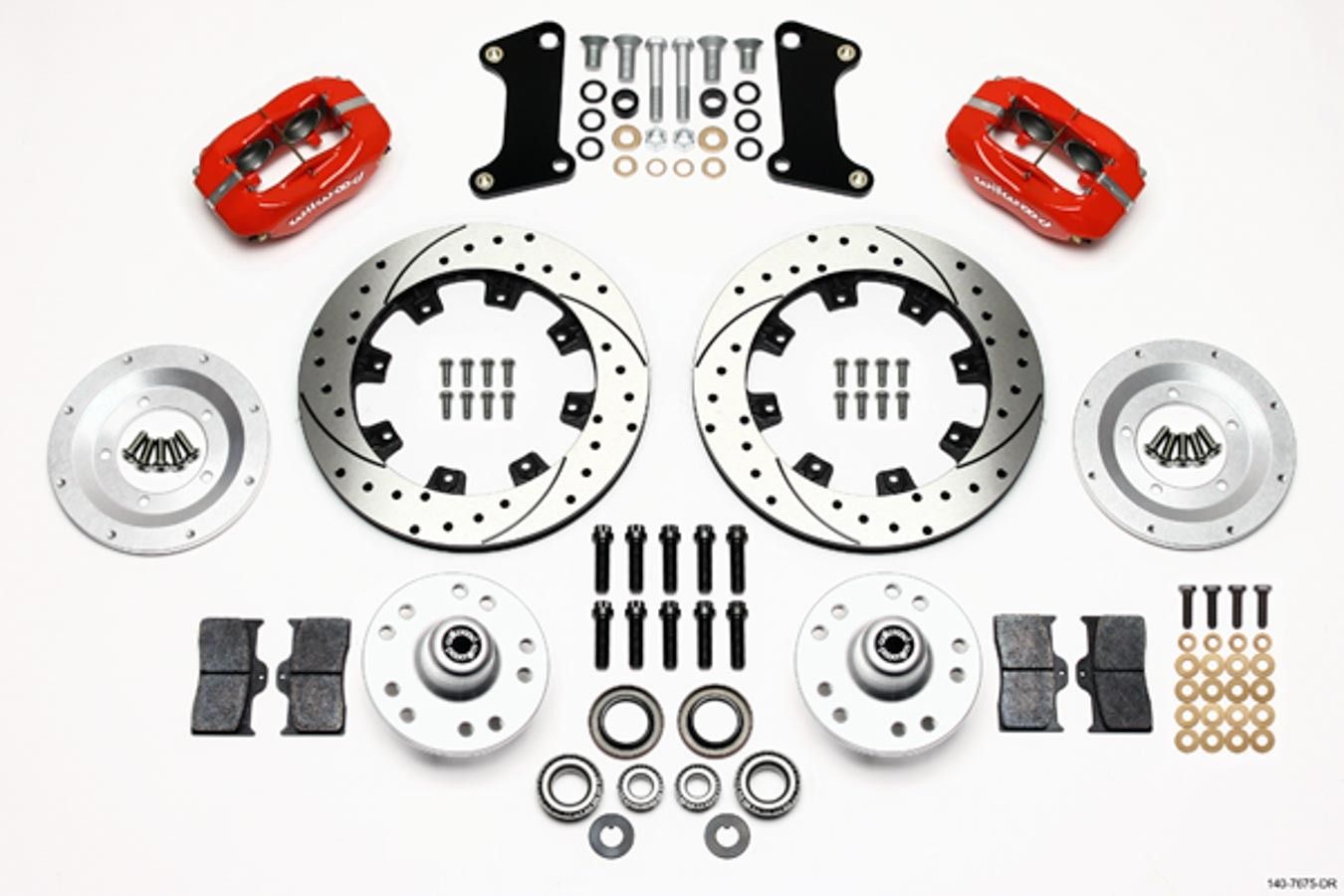 WILWOODFront Brake Kit 67-72 Camaro Nova Red Calipers