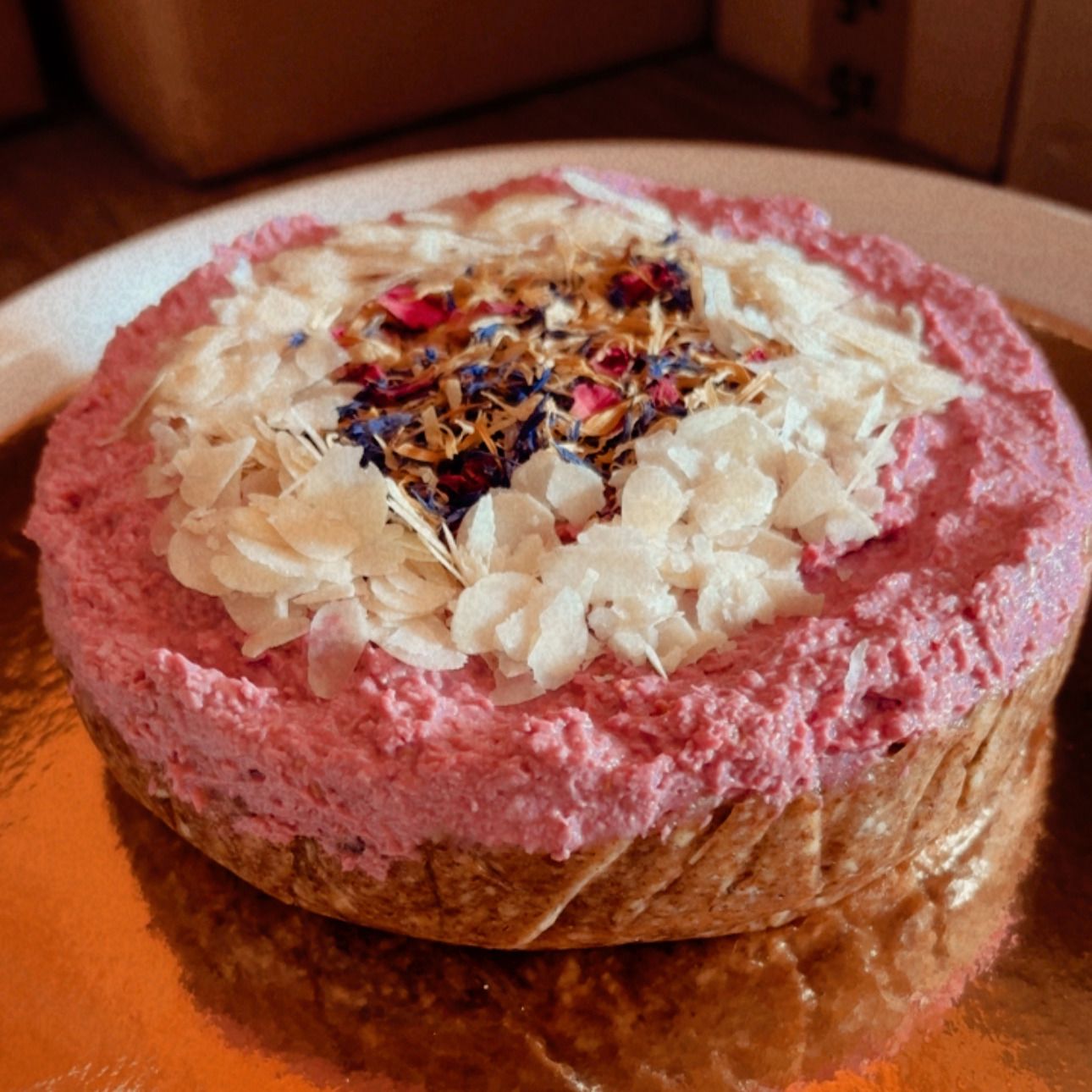 Vegan no-bake frambozentaart