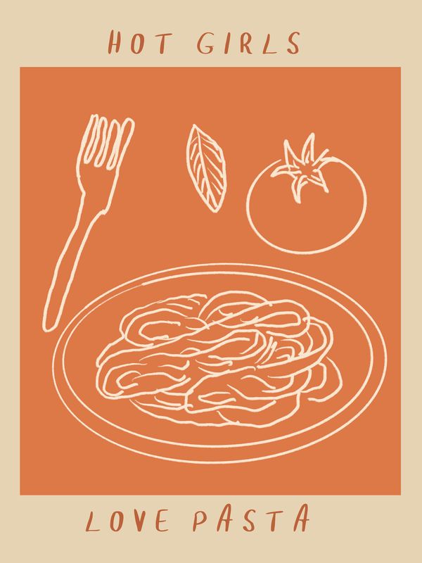 Plakat Hot girls eat pasta