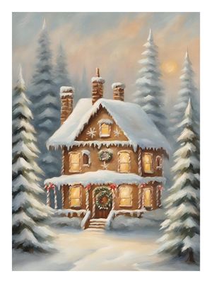 Plakat Zimowy Domek Piernikowy