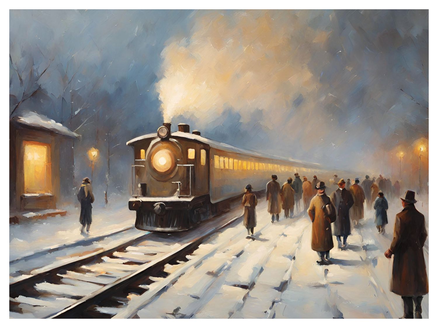 Plakat Zimowa Stacja Kolejowa