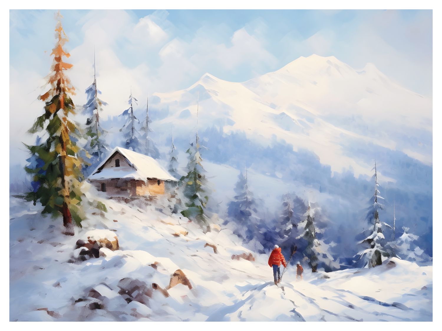 Plakat Zimowy dom w górach