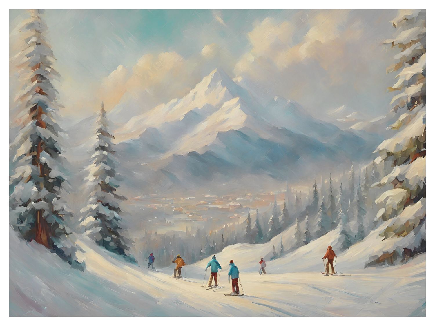 Plakat Zimowe szusowanie w górach