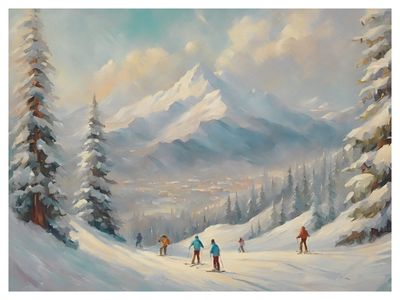 Plakat Zimowe szusowanie w górach