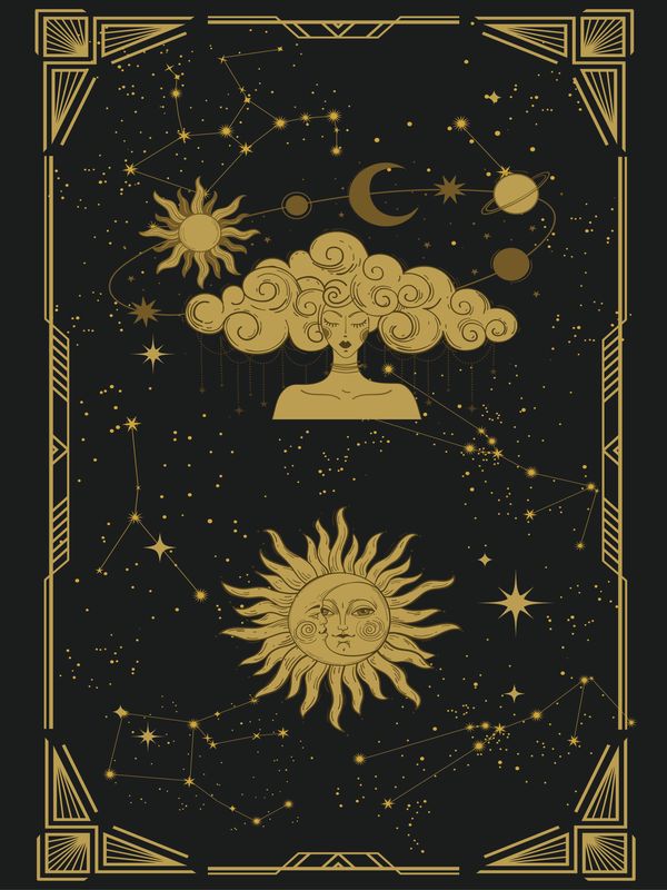 Plakat Słońce, Księżyc i Konstelacje
