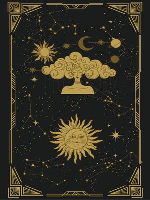 Plakat Słońce, Księżyc i Konstelacje