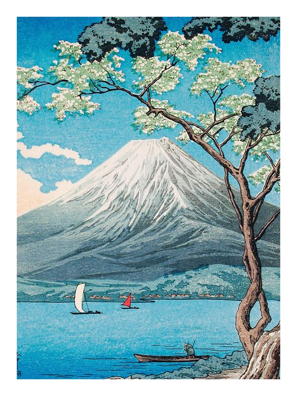 Plakat Góra nad jeziorem Utagawa Hiroshige