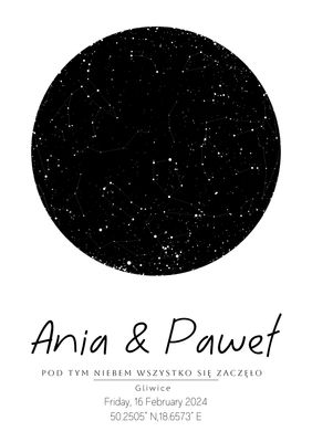 ​Mapa Gwiazd – Personalizowany Plakat Nocnego Nieba | biel-czerń