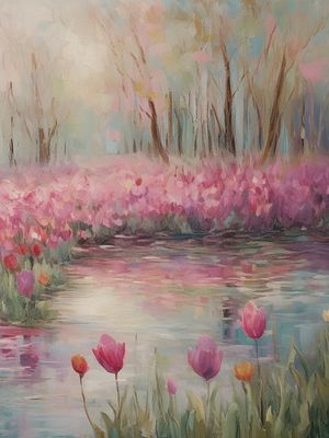 Plakat Różowy Staw