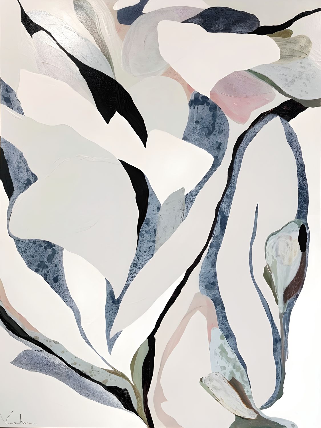 Plakat abstrakcyjny organiczny – beż i błękit w nowoczesnym wydaniu