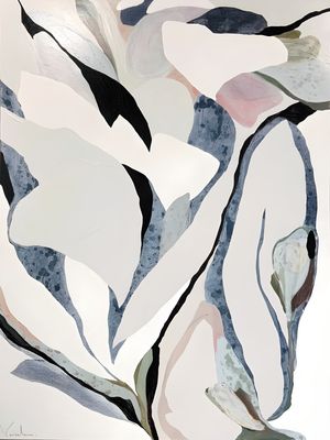 Plakat abstrakcyjny organiczny – beż i błękit w nowoczesnym wydaniu