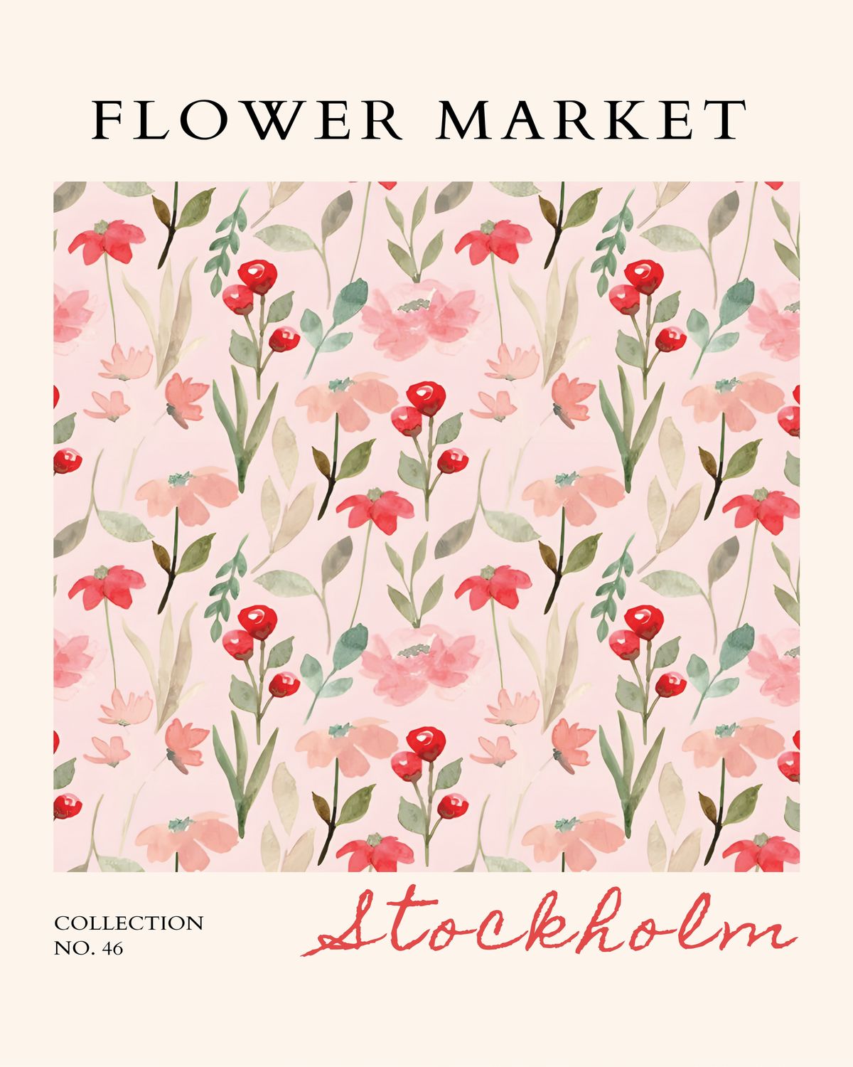 Plakat kwiatowy Stockholm – Flower Market | Delikatne kwiaty vintage