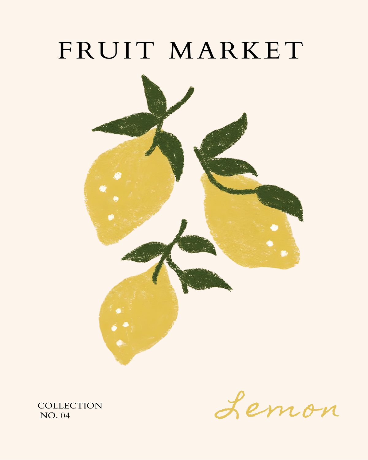 Plakat do kuchni Lemon – Fruit Market | Cytryny, styl vintage premium