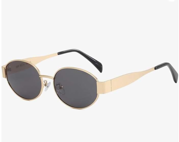 Zayra Rose Premium Preppy Style Oval Glasses with Polished Metal Frame, Full Rim Mirrored Lenses