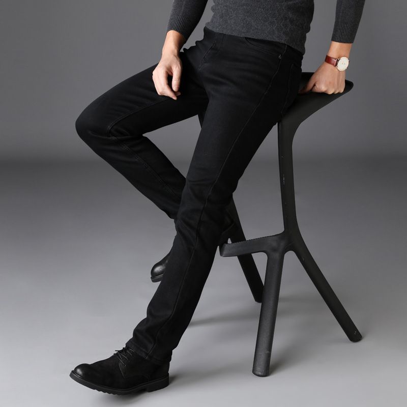 Zayra Rose Black Jeans High Elastic Men&#39;s Black Slim Pants Jeans