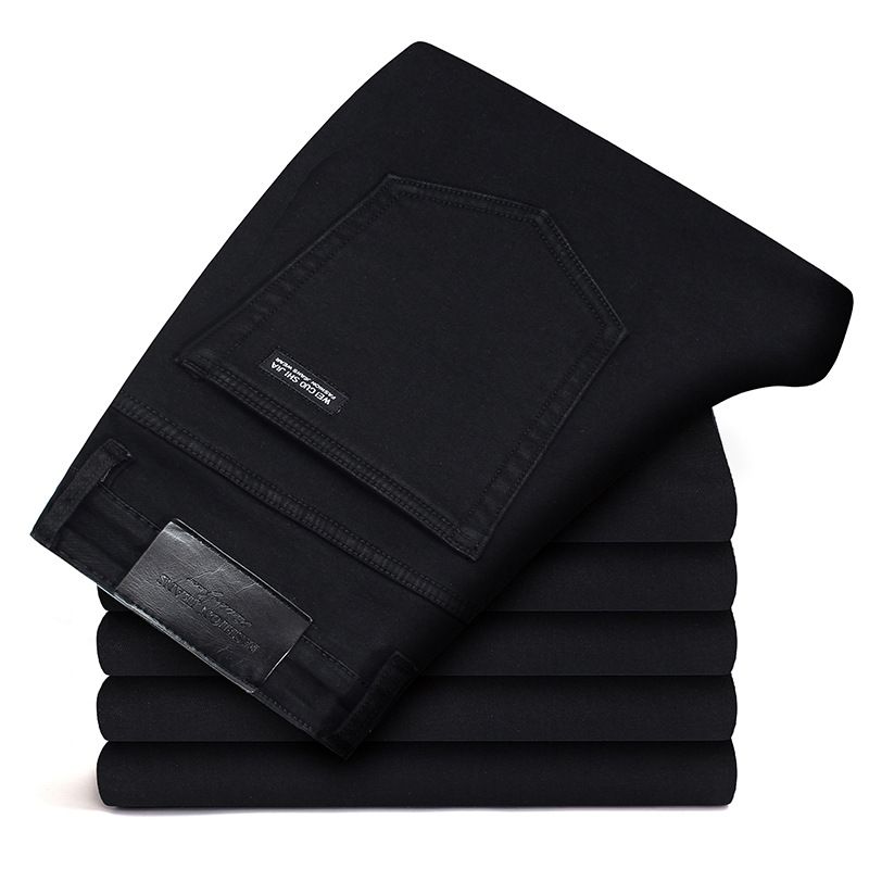 Zayra Rose Black Jeans High Elastic Men&#39;s Black Slim Pants Jeans, Size: 28, Color: Black