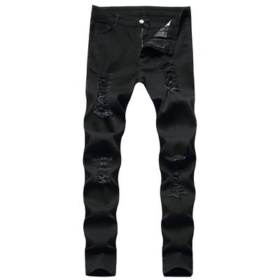 Zayra Rose Cross-border Black Skinny Jeans Knee Ripped Jeans Men