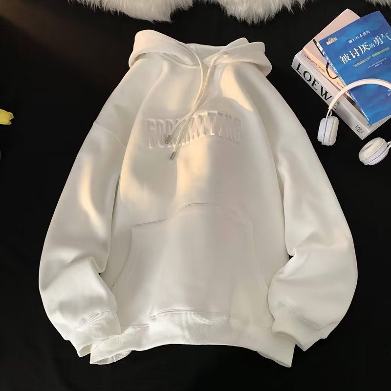Zayra Rose Autumn And Winter Sweater Loose Type Hoodie, Color: White, Size: M