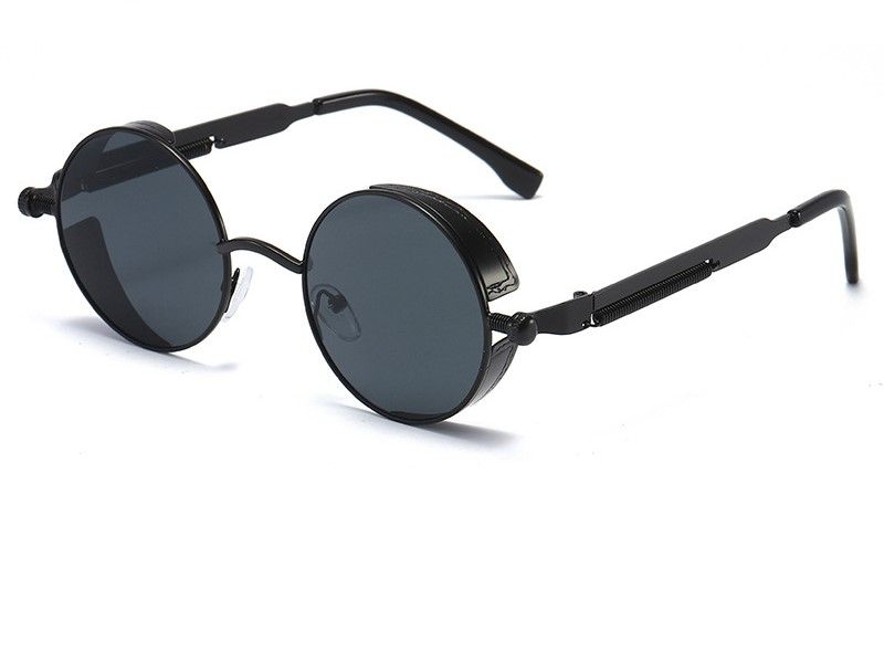 Zayra Rose Retro Round Frame Sunglasses Metal Spring Sunglasses Reflective Colorful Sunglasses