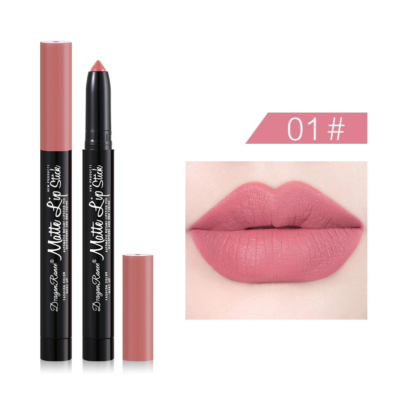 Zayra Rose Lipstick Pen Matte Velvet Matte Face Women Lipstick Pen Bean Paste Rose With Pencil Sharpener Automatic Lip Liner, Color: No. 1