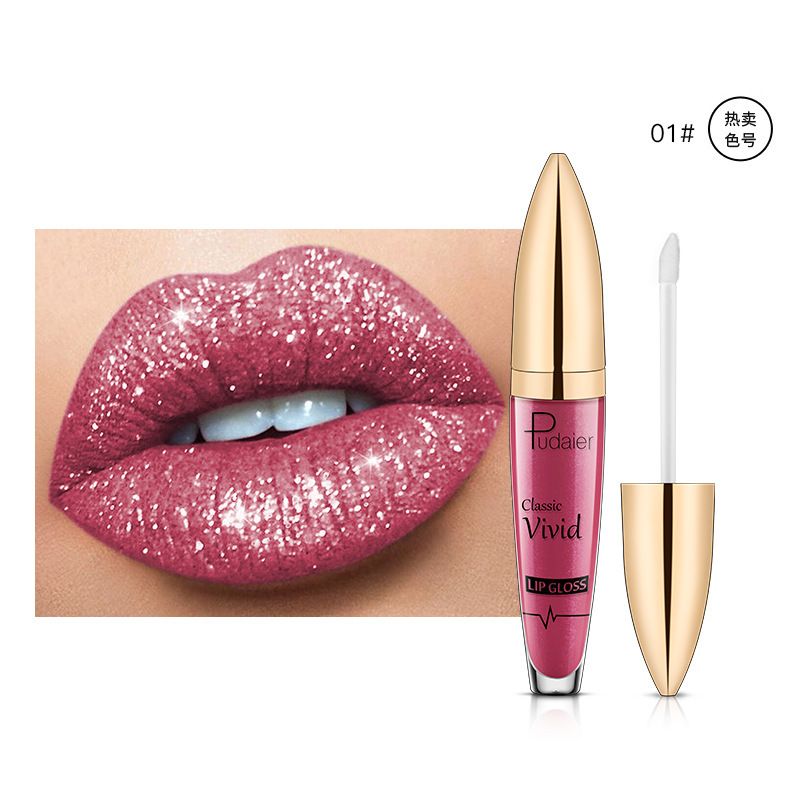 Zayra Rose Matte Pearl Lip Gloss Non-stick Cup Diamond Lip Glaze Makeup Color Liquid Lipstick Lip Gloss, Color: 01#