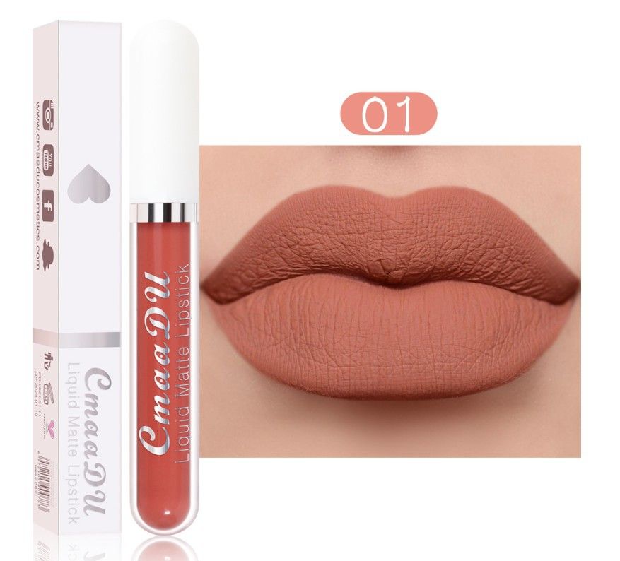 Matte Non-stick Cup Waterproof Lipstick Long-lasting Lip Gloss, Color: 01