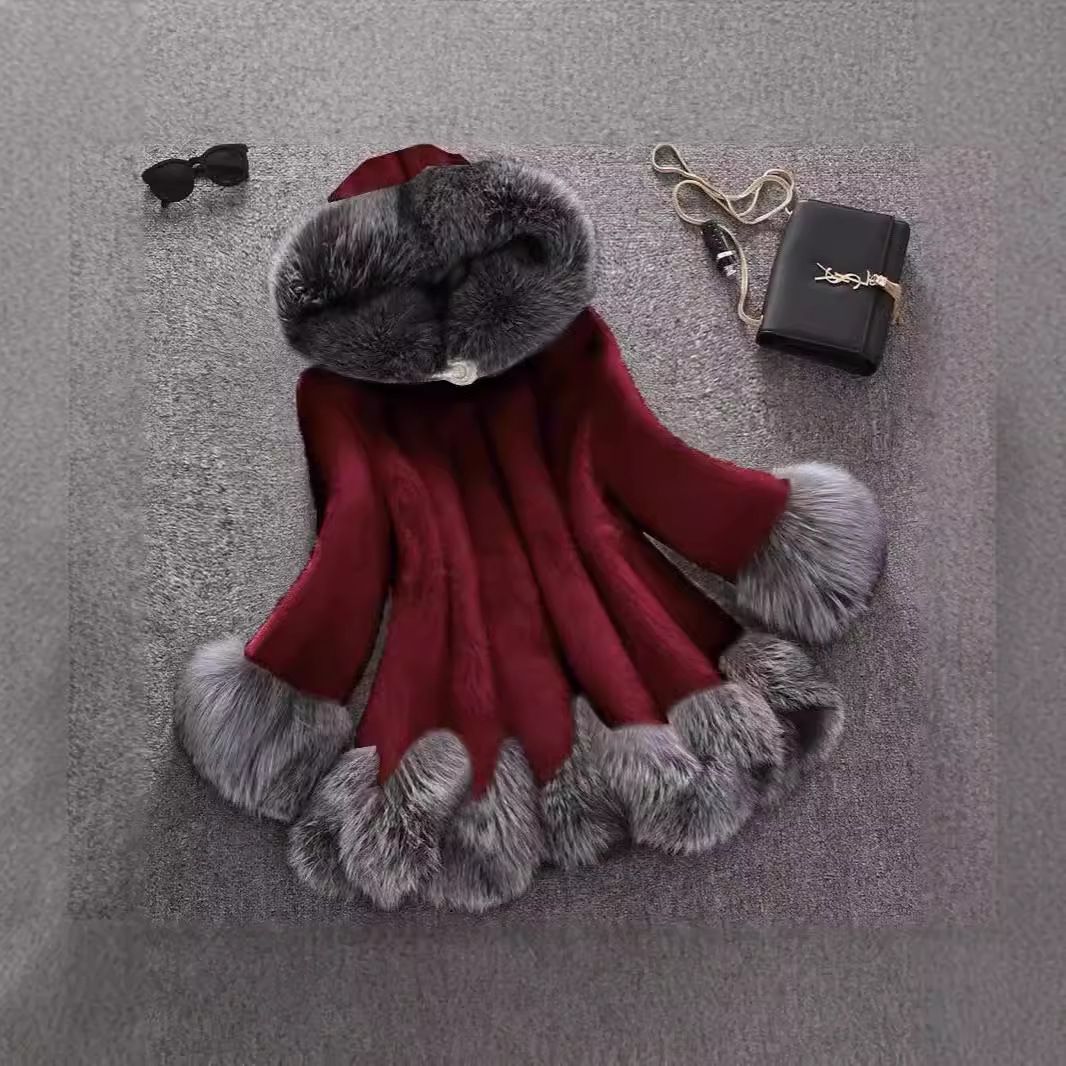 Zayra Rose Autumn And Winter New Fur Coat Women&#39;s Long Coat Mink Fox Fur Collar Imitation Fur Ladies Plus Size