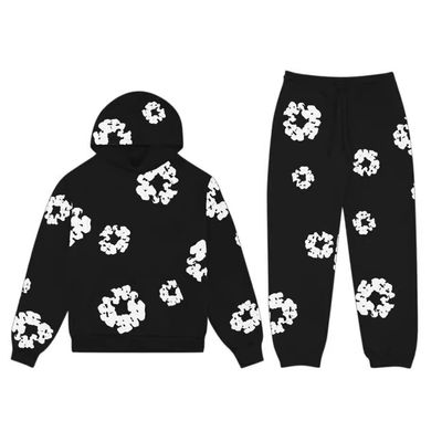 Zayra Rose Loose Hooded Couple Set Same Style Fleece-lined Sweat Pants For Men And Women