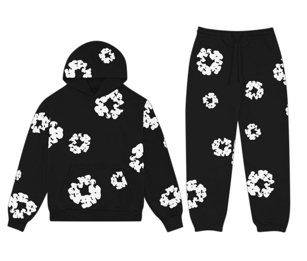 Zayra Rose Loose Hooded Couple Set Same Style Fleece-lined Sweat Pants For Men And Women, Size: S, Color: Black suit