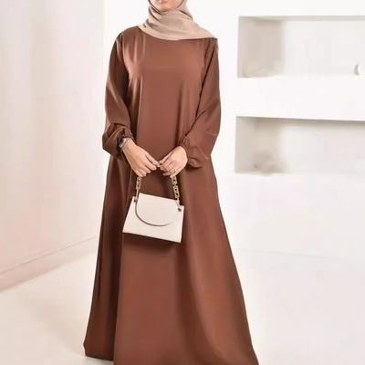 Sahar Modest Elegance – Muslim robe dress, hijab-friendly maxi dress, long sleeve modest dress, casual Islamic clothing, solid color prayer dress, everyday abaya