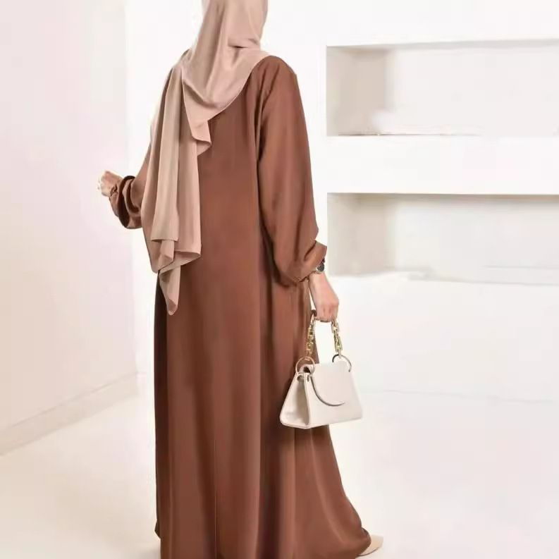 Sahar Modest Elegance – Muslim robe dress, hijab-friendly maxi dress, long sleeve modest dress, casual Islamic clothing, solid color prayer dress, everyday abaya