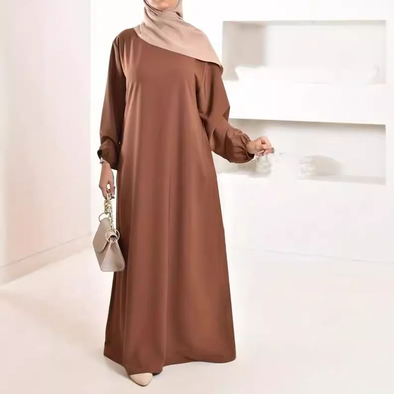 Sahar Modest Elegance – Muslim robe dress, hijab-friendly maxi dress, long sleeve modest dress, casual Islamic clothing, solid color prayer dress, everyday abaya
