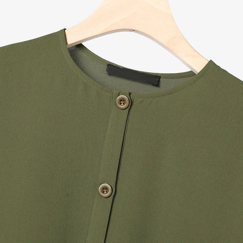 Zayra Rose Muslim Solid Color Women Two-piece Casual Loose Long-sleeved Wide-leg Pants Suit