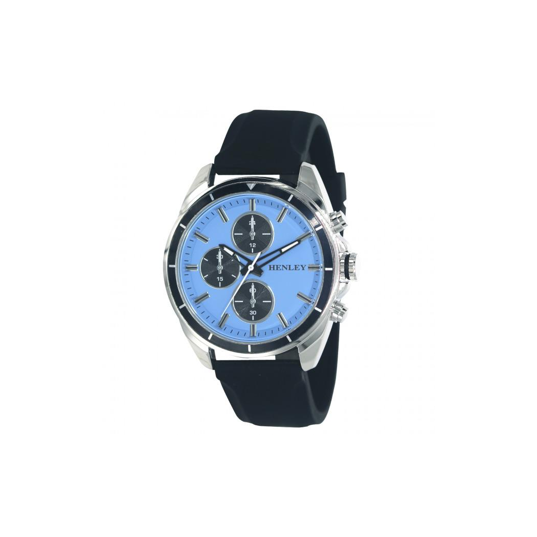 Henley Mens Multi Eye Blue Dial With Black Sports Silicone Rubber Strap Watch H02209.6