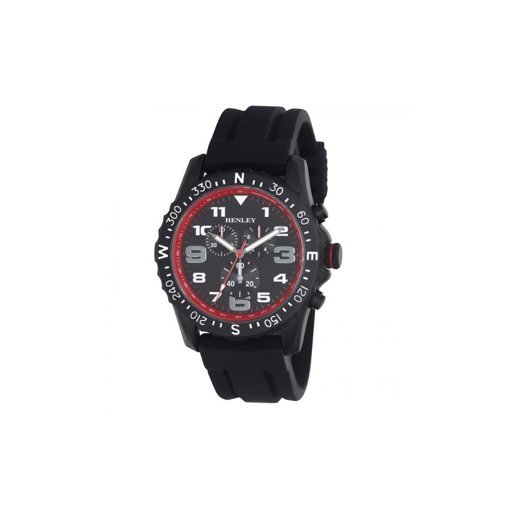 Henley Men&#39;s Multi Eye Black Dial With Black Sports Silicone Rubber Strap Watch H02208.3