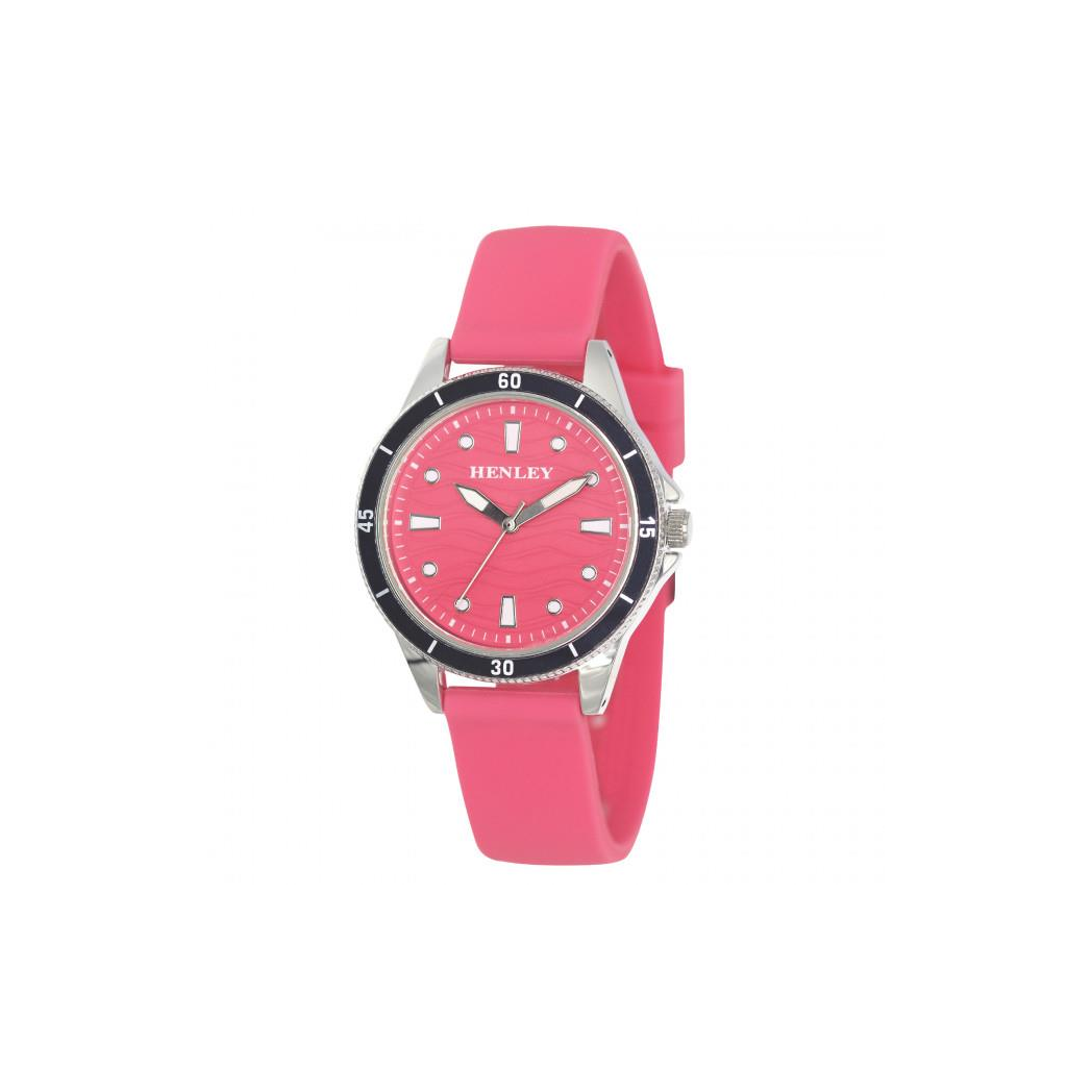Henley Ladies Wave Pink Dial with Pink Rubber Strap Watch H06176.5