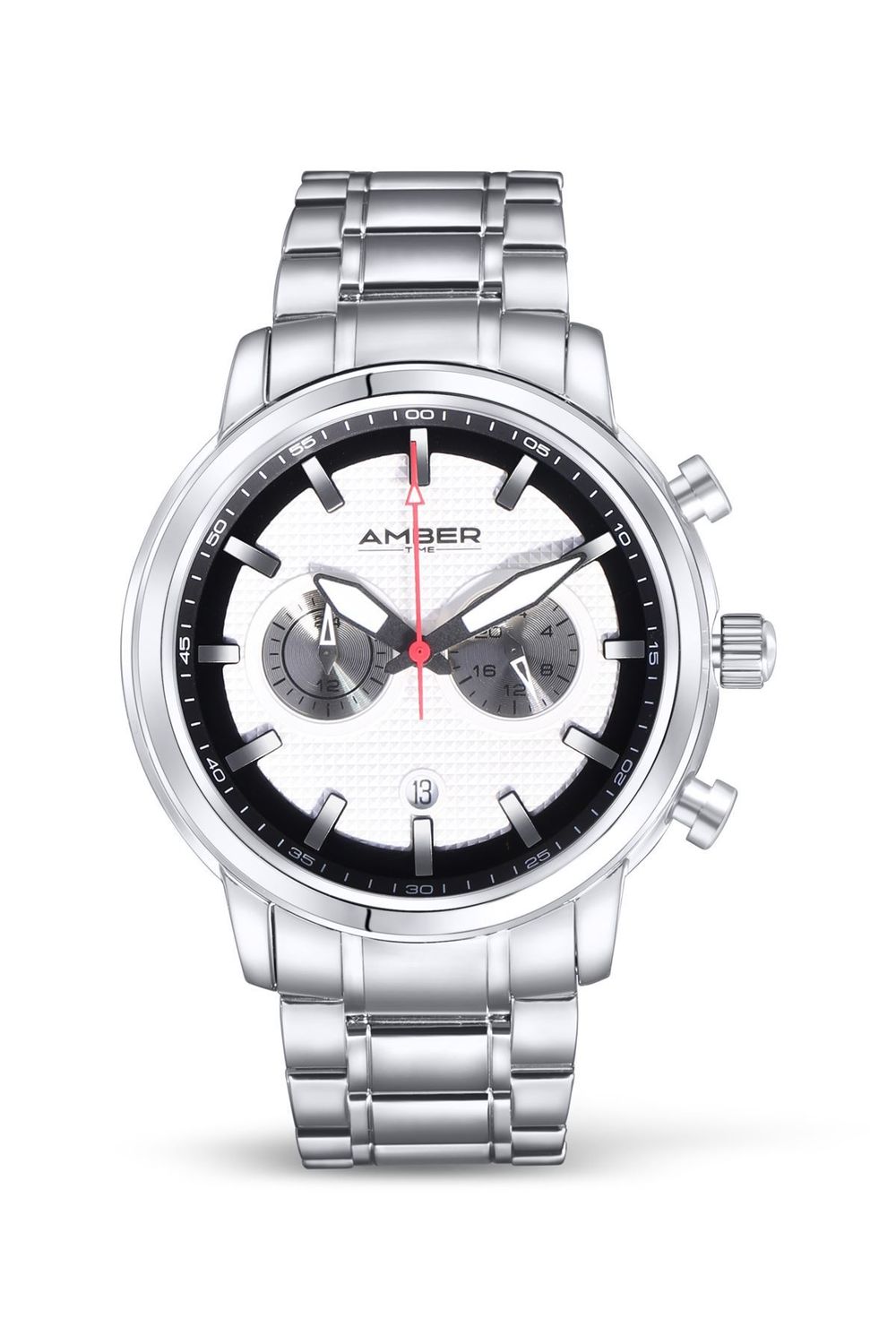 Amber Time Men&#39;s Quartz Chronograph Watch Stainless Steel Band 50m ATL160810-02WH