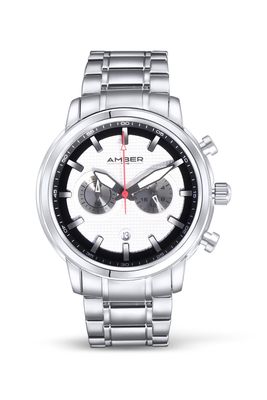 Amber Time Men&#39;s Quartz Chronograph Watch Stainless Steel Band 50m ATL160810-02WH