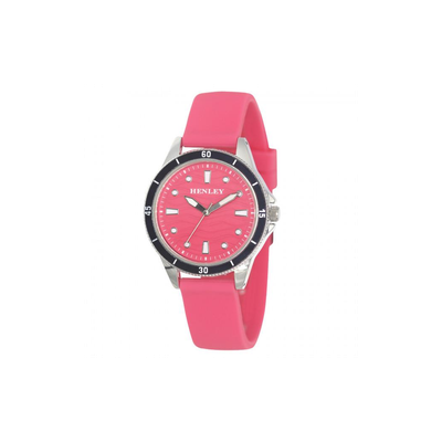 Henley Ladies Wave Pink Dial with Pink Rubber Strap Watch H06176.5