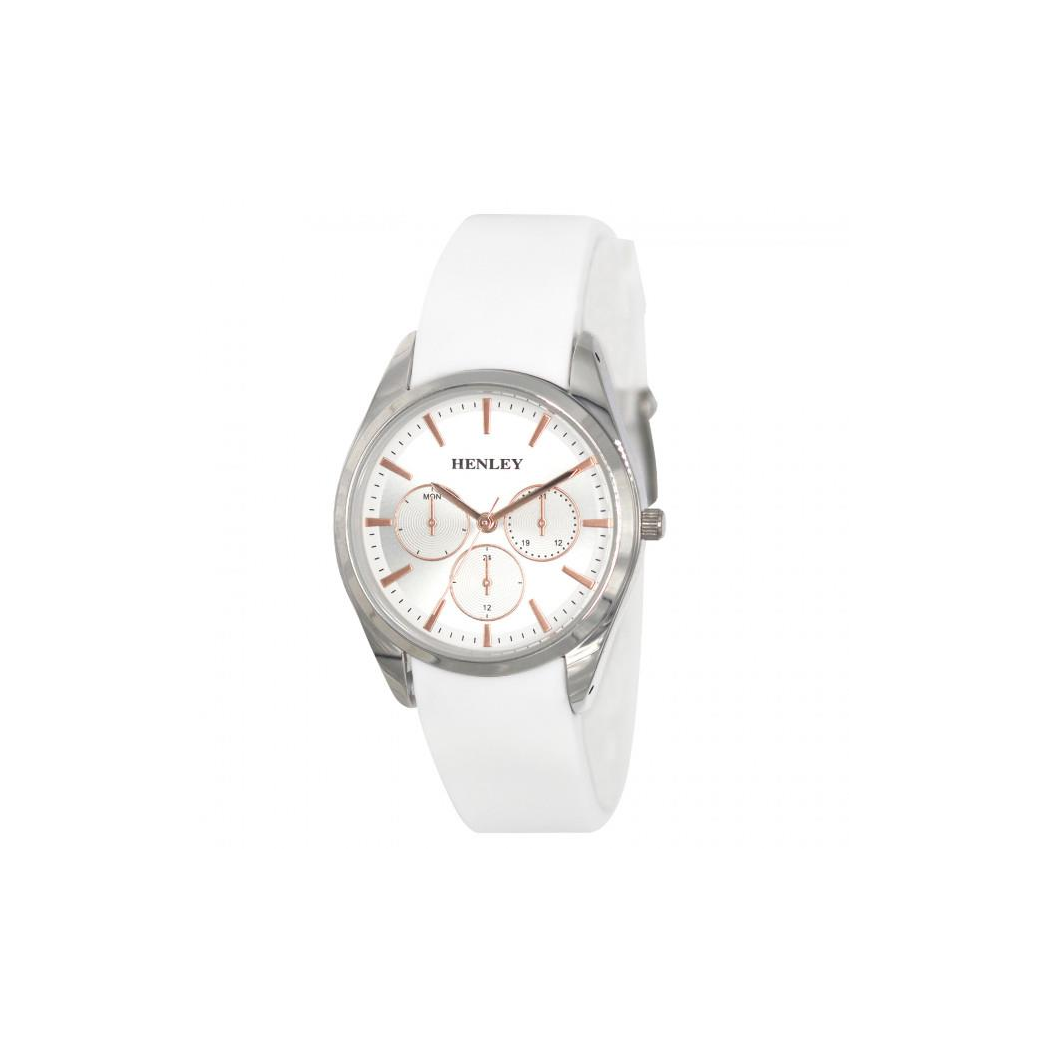 Henley Ladies Sports Silver Dial with White Rubber Strap Watch H06175.4