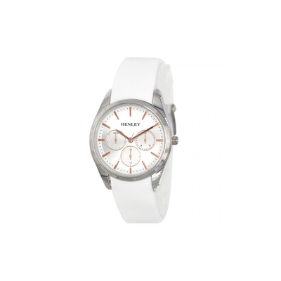 Henley Ladies Sports Silver Dial with White Rubber Strap Watch H06175.4