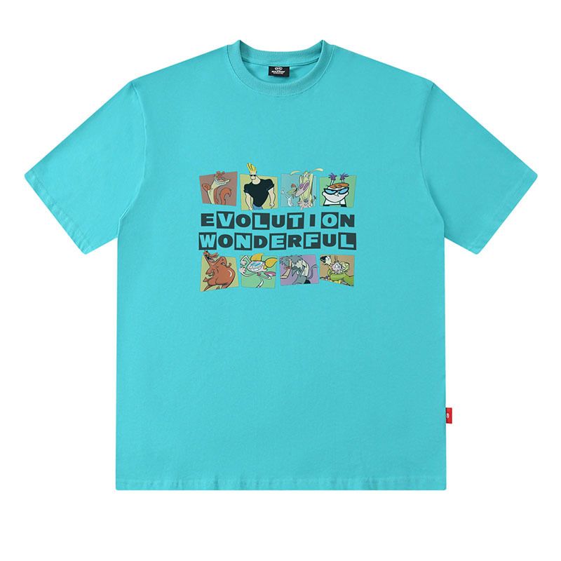 American Street Fashion Brand Fun Cartoon Printed Short-sleeved T-shirt Men And Women BF Lazy Loose Half-sleeved Tee-shirt